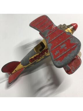 Vintage 1965 SNOOPY AIRPLANE WWI Flying Ace Metal Biplane Aviva Toy Co